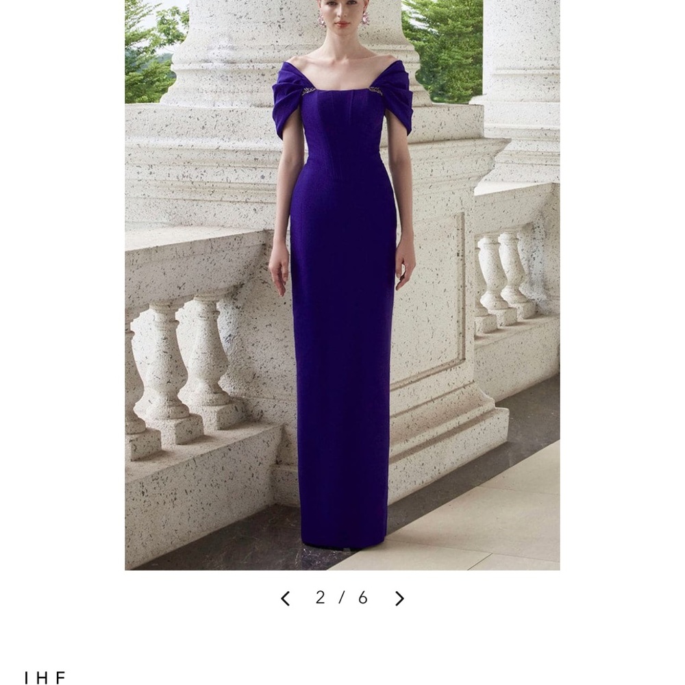 Elegant Purple Off-Shoulder Evening Gown